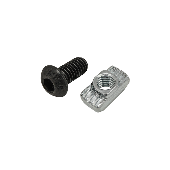 75-3600 -  Bolt Assembly: M6 x 12.00mm Black BHSCS with Standard Drop-In T-Nut - Bright Zinc