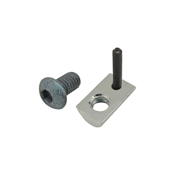 75-3435 -  Bolt Assembly: M6 x 10.00mm Blue BHSCS with Roll-In T-Nut with Flex Handle - Bright Zinc