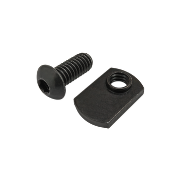 75-3828 -  Bolt Assembly: 5/16-18 x .750" Black BHSCS with Slide-In Economy T-Nut - Offset Thread - Black Zinc