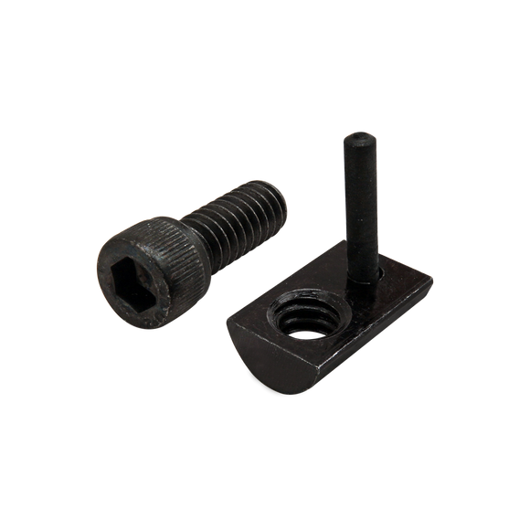3494 -  Bolt Assembly: 1/4-20 x .625" Black SHCS and Roll-In T-Nut with Flex Handle - Black Zinc