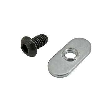 75-3515 -  Bolt Assembly: M6 x 10.00mm Black BHSCS with Slide-In Economy T-Nut - Centered Thread - Bright Zinc