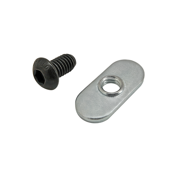 75-3515 -  Bolt Assembly: M6 x 10.00mm Black BHSCS with Slide-In Economy T-Nut - Centered Thread - Bright Zinc