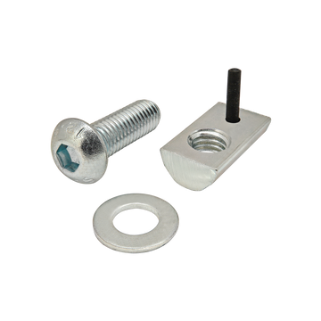 3886 -  Bolt Assembly: M8 x 25.00mm Bright BHSCS with Washer and Roll-In T-Nut with Flex Handle - Bright Zinc