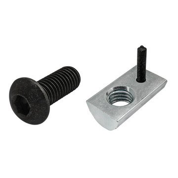 75-3648 -  Bolt Assembly: M8 x 20.00mm Black BHSCS and Roll-In T-Nut with Flex Handle - Bright Zinc