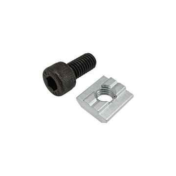 75-3625 -  Bolt Assembly: M8 x 16.00mm Black SHCS with Self-Aligning Slide-In T-Nut - Bright Zinc