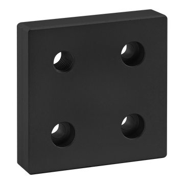 40-2141-BLACK -  40 Series 4 Hole - Offset Tap Base Plate: 80mm x 80mm with M12 Corner Tap