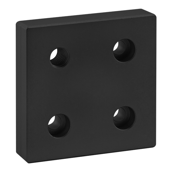 40-2141-BLACK -  40 Series 4 Hole - Offset Tap Base Plate: 80mm x 80mm with M12 Corner Tap