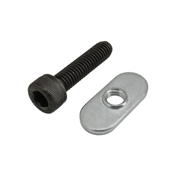 75-3524 -  Bolt Assembly: M6 x 25.00mm Black SHCS with Slide-In Economy T-Nut - Centered Thread - Bright Zinc