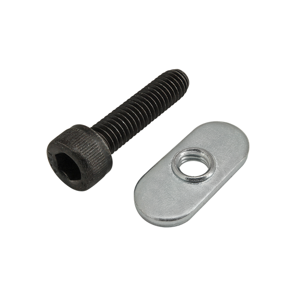 75-3524 -  Bolt Assembly: M6 x 25.00mm Black SHCS with Slide-In Economy T-Nut - Centered Thread - Bright Zinc