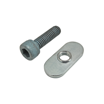 75-3414 -  Bolt Assembly: M6 x 20.00mm Blue SHCS with Slide-In Economy T-Nut - Centered Thread - Bright Zinc