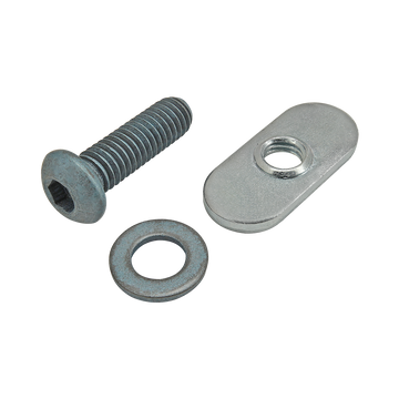 75-3410 -  Bolt Assembly: M6 x 20.00mm Blue BHSCS with Washer and Slide-In Economy T-Nut - Centered Thread - Bright Zinc