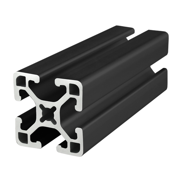 1515-LS-BLACK-242 -  1.5" X 1.5" LITE SMOOTHT-SLOTTED EXTRUSION 242" BAR BLACK ANO