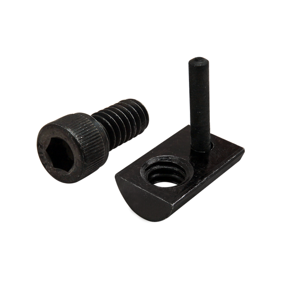 3492 -  Bolt Assembly: 1/4-20 x .500" Black SHCS and Roll-In T-Nut with Flex Handle - Black Zinc