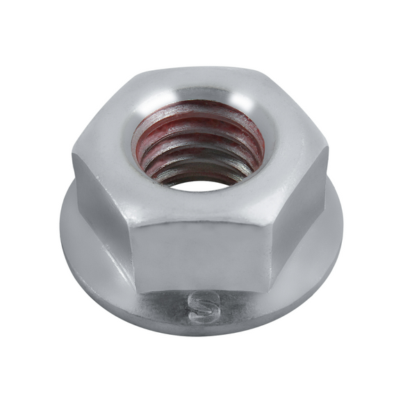 3758 -  5/16-18 Flanged Hex Head Nut with Thread Lock Patch