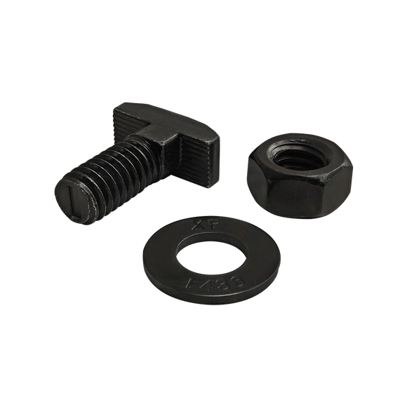 3300 -  Bolt Assembly: 5/16-18 x .750" Black Drop-In T-Slot Stud with Washer and Hex Nut - Black Zinc
