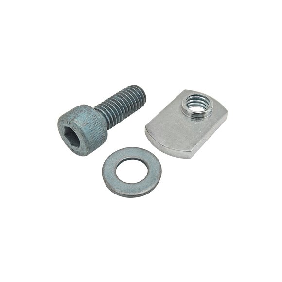 75-3433 -  Bolt Assembly: M8 x 20.00mm Blue SHCS with Washer and Slide-In Economy T-Nut - Offset Thread - Bright Zinc