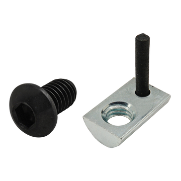 75-3641 -  Bolt Assembly: M6 x 10.00mm Black BHSCS with Roll-In T-Nut with Flex Handle - Bright Zinc