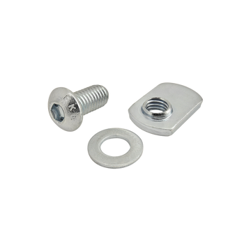 3830 -  Bolt Assembly: M8 x 16.00mm Bright BHSCS with Washer with a Slide-In Economy T-Nut - Offset Thread - Bright Zinc