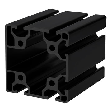 40-8086-LITE-6.05M-BLACK-FB -  80mm X 80mm Lite T-slotted Profile - Six Adjacent Open T-slots - 6.05M Bar - Full Black Anodize