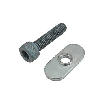 75-3415 -  Bolt Assembly: M6 x 25.00mm Blue SHCS with Slide-In Economy T-Nut - Centered Thread - Bright Zinc
