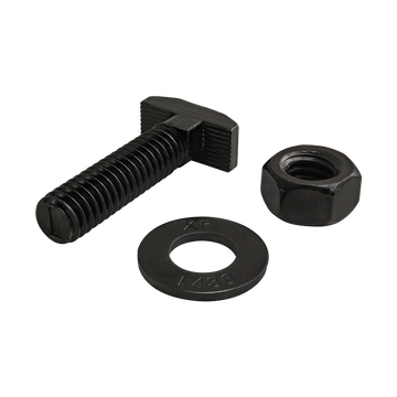 3302 -  Bolt Assembly: 5/16-18 x 1.250" Black Drop-In T-Slot Stud with Washer and Hex Nut - Black Zinc