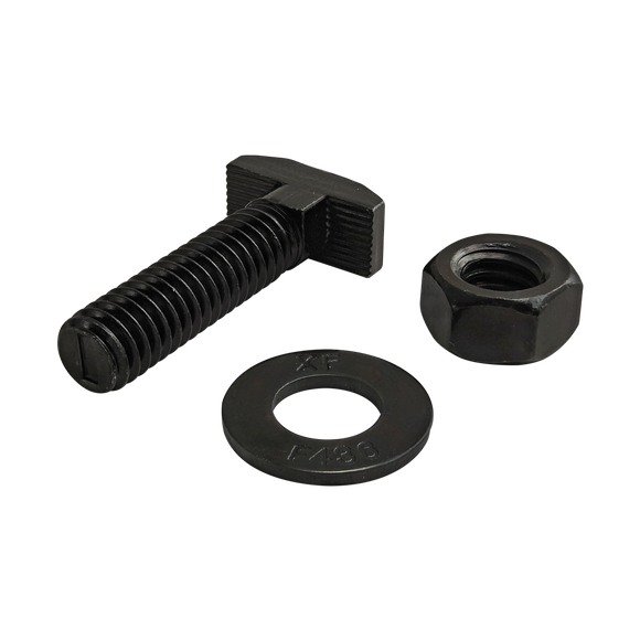 3302 -  Bolt Assembly: 5/16-18 x 1.250" Black Drop-In T-Slot Stud with Washer and Hex Nut - Black Zinc
