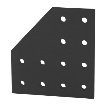 25-4128-BLACK -  25 Series 12 Hole - 90 Degree Angled Flat Plate
