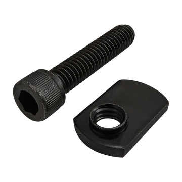 3475 -  Bolt Assembly: 5/16-18 x 1.500" Black SHCS and Slide-In Economy T-Nut - Offset Thread - Black Zinc