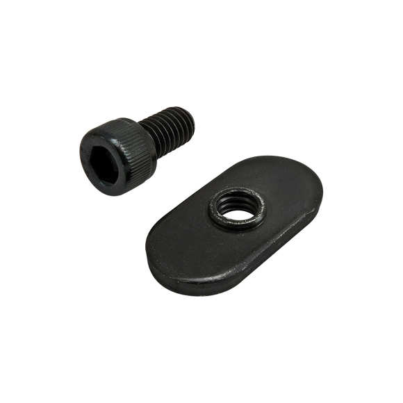 3457 -  Bolt Assembly: 10-32 x .375" Black SHCS and Slide-In Economy T-Nut - Centered Thread - Black Zinc