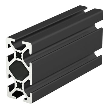 1020-S-BLACK-242 -  1" x 2" T-SLOTTED EXTRUSION SMOOTH 242" BAR BLACK ANODIZE