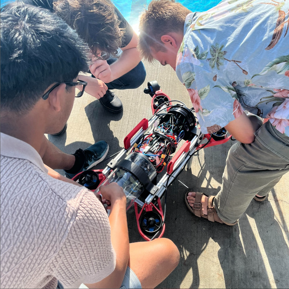 Examining robot out of water