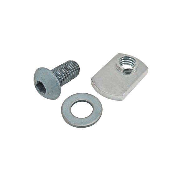75-3425 -  Bolt Assembly: M8 x 16.00mm Blue BHSCS with Washer and Slide-In Economy T-Nut - Offset Thread - Bright Zinc
