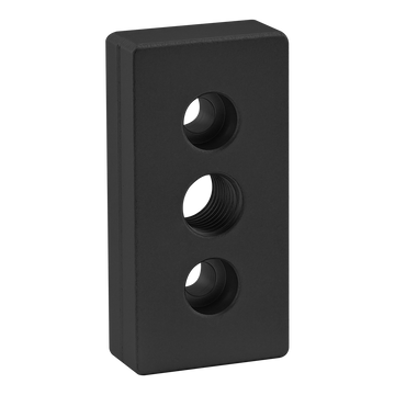40-2138-BLACK -  40 Series 3 Hole - Center Tap Base Plate - 40mm x 80mm with M16 Tap