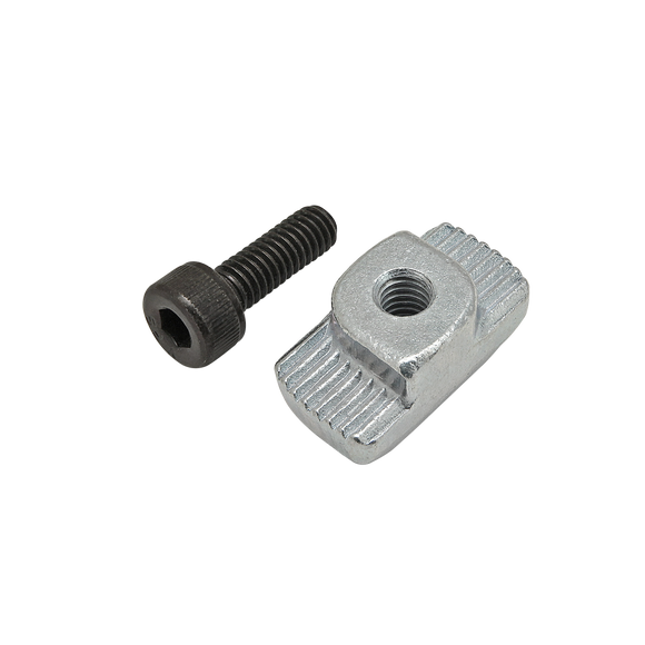 75-3563 -  Bolt Assembly: M4 x 12.00mm Black SHCS with Standard Drop-In T-Nut - Bright Zinc