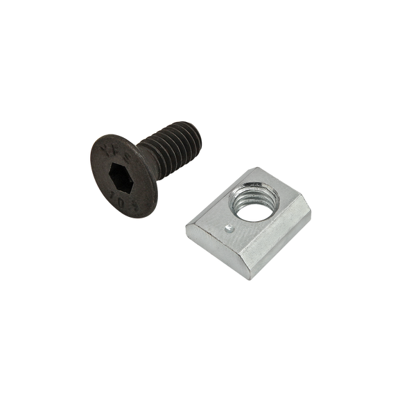 75-3616 -  Bolt Assembly: M6 x 14.00mm Black FHSCS with Standard Slide-In T-Nut - Bright Zinc