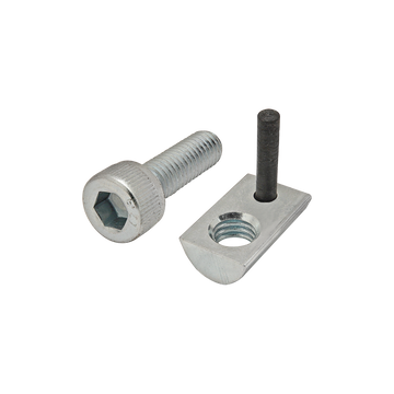 3847 -  Bolt Assembly: M6 x 20.00mm Bright SHCS and Roll-In T-Nut with Flex Handle - Bright Zinc