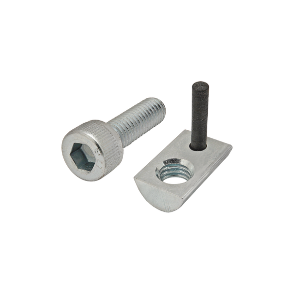 3847 -  Bolt Assembly: M6 x 20.00mm Bright SHCS and Roll-In T-Nut with Flex Handle - Bright Zinc