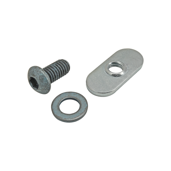 75-3408 -  Bolt Assembly: M6 x 12.00mm Blue BHSCS with Washer and Slide-In Economy T-Nut - Centered Thread - Bright Zinc