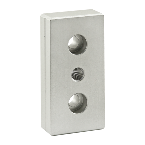 40-2130 -  40 Series 3 Hole - Center Tap Base Plate - 40mm x 80mm with M10 Tap