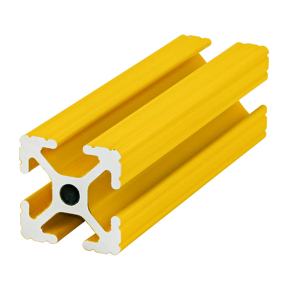 1010-YELLOW-120 -  1" X 1" T-SLOTTED EXTRUSION YELLOW POWDER-COAT 120" BAR