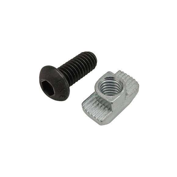 75-3622 -  Bolt Assembly: M6 x 14.00mm Black BHSCS with Standard Drop-In T-Nut - Bright Zinc