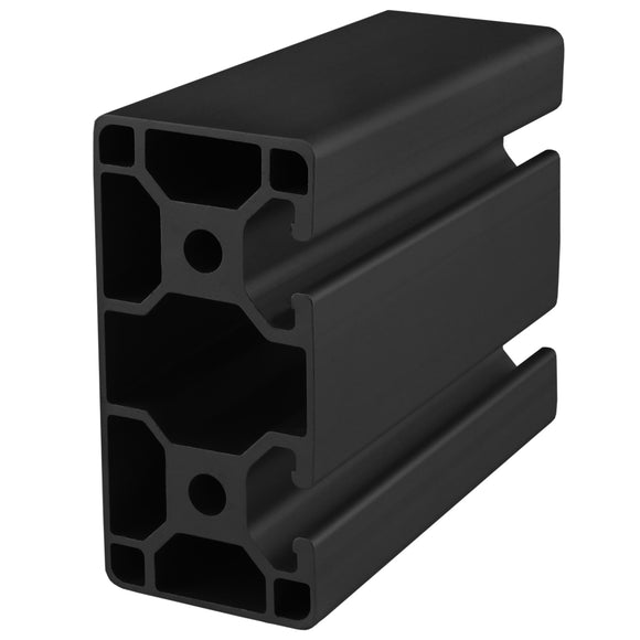 40-4082-LITE-3M-BLACK-FB -  40mm X 80mm LITE T-SLOT EXT CLOSED 3MBAR FULL BLACK ANODIZE