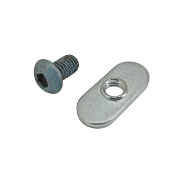 75-3404 -  Bolt Assembly: M6 x 10.00mm Blue BHSCS with Slide-In Economy T-Nut - Centered Thread - Bright Zinc