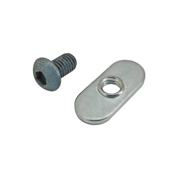 75-3404 -  Bolt Assembly: M6 x 10.00mm Blue BHSCS with Slide-In Economy T-Nut - Centered Thread - Bright Zinc