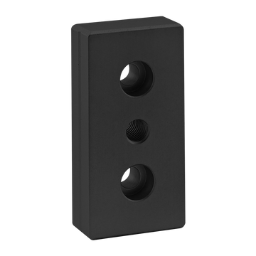 40-2130-BLACK -  40 Series 3 Hole - Center Tap Base Plate - 40mm x 80mm with M10 Tap