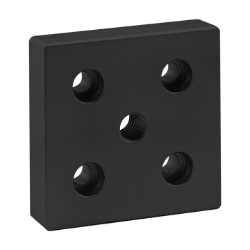 2140-BLACK -  15 Series 5 Hole - Center Tap Base Plate: 3.00" x 3.00" with 1/2-13 Tap