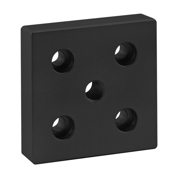 2140-BLACK -  15 Series 5 Hole - Center Tap Base Plate: 3.00" x 3.00" with 1/2-13 Tap