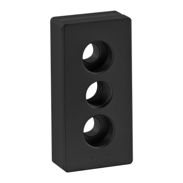 25-2137-BLACK -  25 Series 3 Hole - Center Tap Base Plate - 25mm x 50mm with M10 Tap
