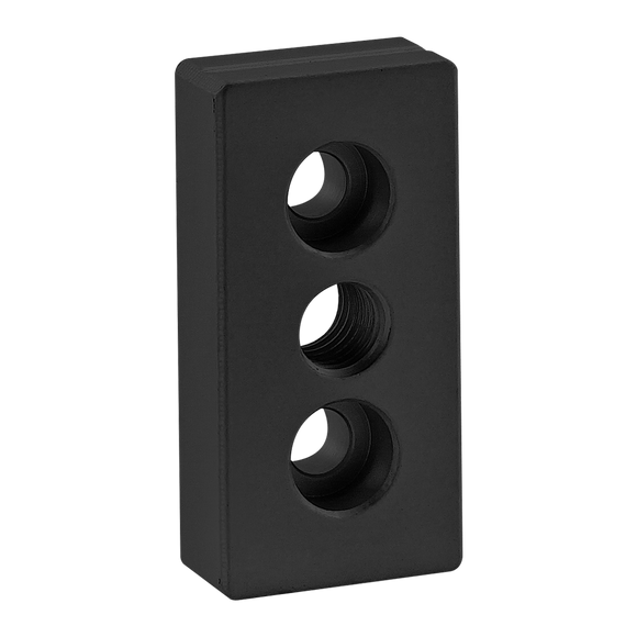 25-2137-BLACK -  25 Series 3 Hole - Center Tap Base Plate - 25mm x 50mm with M10 Tap
