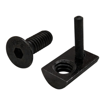 3525 -  Bolt Assembly: 1/4-20 x .750" Black FHSCS and Roll-In T-Nut with Flex Handle - Black Zinc